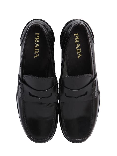 prada brushed leather loafers men|prada penny loafers men's.